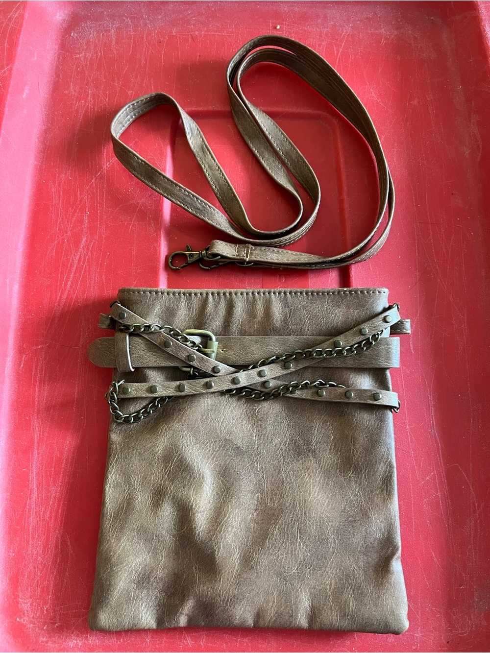 Simple brown crossbody purse